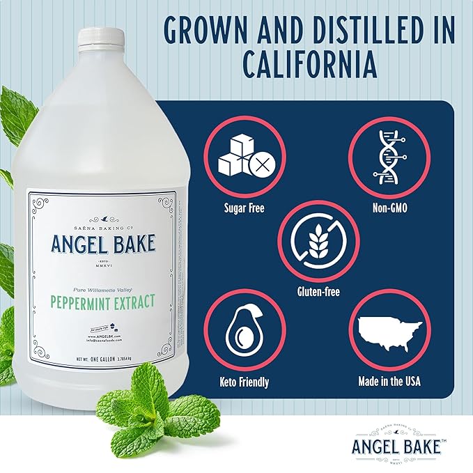 Pure Willamette Valley Peppermint Extract 2x, 1 Gallon - Natural Essence for Beverage Formulations, Bulk Manufacturing, Professional Foodservice - Kosher Certified, Vegan, Gluten-Free, Keto Friendly