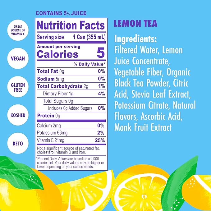 Swoon Lemon Tea - Sugar Free, Low Carb, Paleo-Friendly, Gluten Free - Flavored Keto Drinks Made with Organic Black Tea and Sweetened by Monk Fruit and Stevia (Pack of 12)