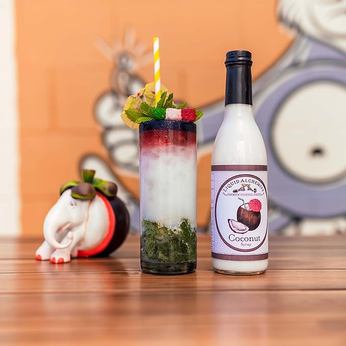 Liquid Alchemist Coconut Syrup for Drinks - Real Ingredients Make our Cream of Coconut Syrup a Perfect Pina Colada Drink Mix - Tropical Flavoring for Drinks - Vegan & Non-GMO (12.7 oz)