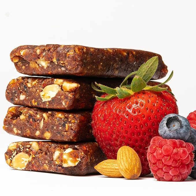 JONESBAR Organic Plant Based Protein Bars | Berries and Almonds | Fruit & Nut Bar, Kosher, Gluten Free, Breakfast Bars, School Snacks, Vegan Snack & Healthy Snacks for Adults and Kids (Pack of 12)