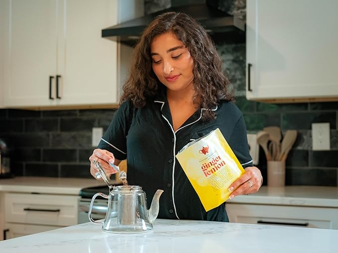 Ginger Lemon Tea, Loose Leaf Herbal Tea – Helps Reduce Nausea and Motion Sickness – Detox & Immunity Support – Drink Hot or Iced – 4 oz Resealable Bag (Makes 50 Cups) – The Elegant Elephant