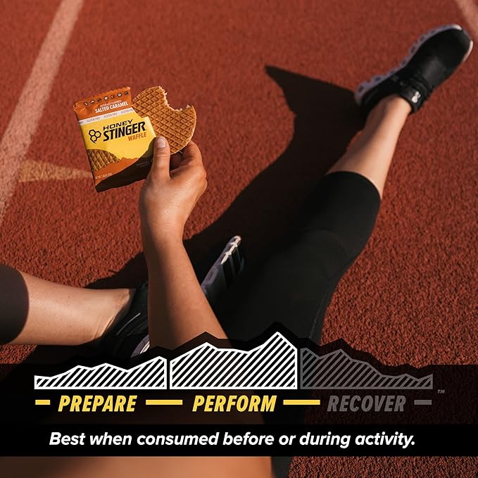 Honey Stinger Organic Gluten Free Salted Caramel Waffle, Energy Stroopwafel for Exercise, Endurance and Performance, Sports Nutrition for Home & Gym, Pre & Post Workout, Box of 16 Waffles, 16.96 Oz
