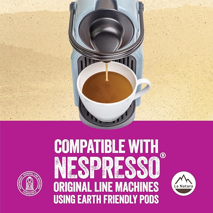 La Natura Lifestyle Beauty Coffee Pods - Crema Roast European-Style with Biotin, Zinc & Selenium for Hair, Skin & Nails Health - Compostable Nespresso Original Line Compatible Capsules - Pack of 60
