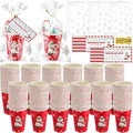 200 Sets Christmas Snowman Soup Kits for Classroom Coworker Gift 12 Oz Winter Snowman Paper Cups for Hot Cocoa Chocolate Marshmallow Soup Tags Clear Xmas Bags (Vibrant)