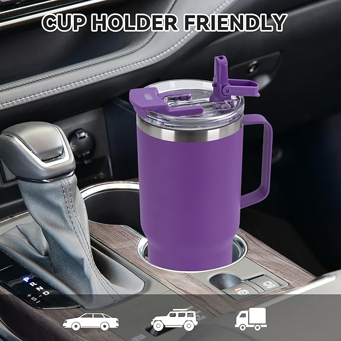 HASLE OUTFITTERS 30oz Tumbler With Handle, Insulated Travel Coffee Mug With Straw Leak-Proof Double Wall Stainless Steel Vacuum Tumblers Metal Cup with Straw for Hot and Cold Drink