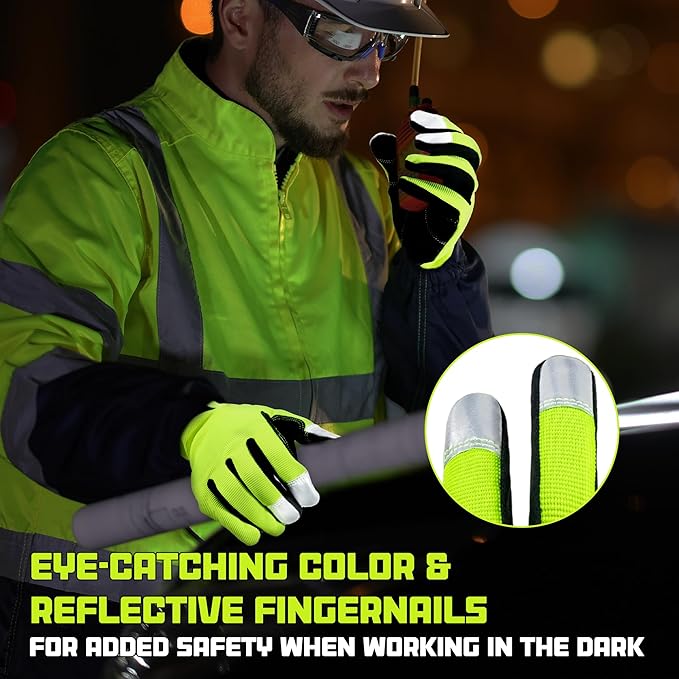 HANDLANDY Work Gloves for Men & Women, Utility Mechanic Working Gloves Touch Screen, Flexible Yard Work Gloves