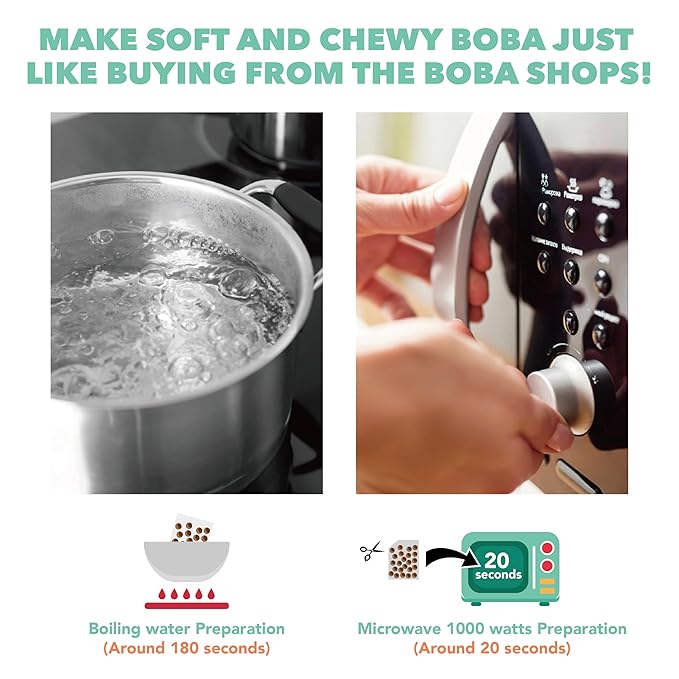 J WAY Instant Boba Bubble Pearl Taro Milk Tea Kit with Authentic Brown Sugar Tapioca Boba, Ready in Under One Minute, Paper Straws Included - 6 Servings