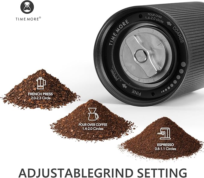 TIMEMORE Chestnut C3 ESP Manual Coffee Grinder, Stainless Steel S2C Portable Conical Burr Hand Coffee Grinder, Adjustable Grind Setting for Espresso to French Press - Black