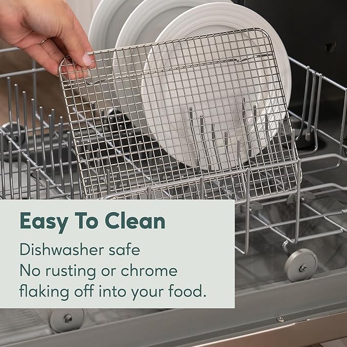 Ultra Cuisine Stainless Steel 8.5 x 12-inch Cooling and Baking Rack - Oven-Safe - Dishwasher-Safe - Heavy Duty - Tight Wire Bake for Oven Cooking - Quarter Sheet Pan - Ideal as Roasting Rack