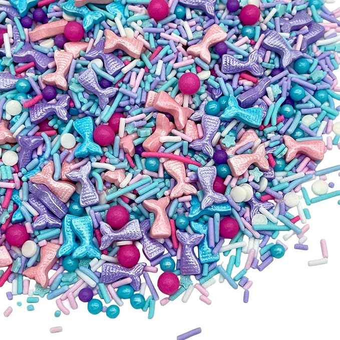 Manvscakes Sprinkles- Edible Cake and Cupcake Sprinkles with Assorted Shapes and Sizes for Parties, Metallic Sprinkle Mix for Cookies, Ice Cream, Cake and Cupcake Decorating, 4 oz (Mermaid)