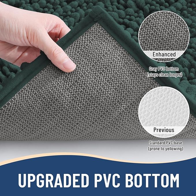 Arotive Luxury Chenille Bathroom Rug Mat, Extra Soft Thick Absorbent Shaggy Bath Rugs, Non-Slip Machine Wash Dry, Plush Bath Mats for Bathroom, Shower and Tub, 36x24, Dark Green