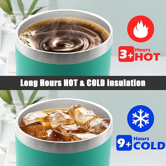 20 oz Tumbler Coffee Tavel Tumblers Bulk with Lid Stainless Steel Double Wall Vacuum Insulated Mug Powder Coated Cups fit Car Cupholder for Hot and Cold - Light Blue, 4Pack