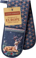 Maison d' Hermine Double Oven Mitts 100% Cotton 7"x35" Double Oven Mitt Heat Resistant BBQ Cooking Gloves with Loop, Baking, Grilling, Home, Kitchen, Handling Hot Pans (Christmas Joy)