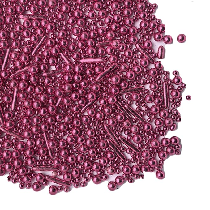 Sprinkles Pink Pearl Sugar Candy Mix Size Baking Cake Decorations Cupcake Toppers Celebrations Shaker Jar Wedding Shower Party (120g/4.2oz）