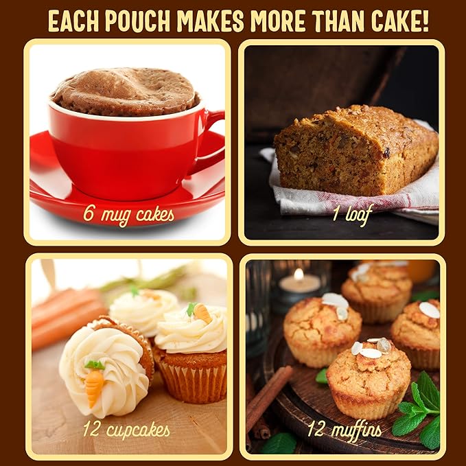 Sweet Logic Keto Baking Mix - Carrot Cake - Gluten-Free - Dairy Free - Diabetic-Friendly - High Protein - Allulose - Stevia - Low Sugar - Low Carb - Quick 20-Minute Prep (1-2G Carbs Per Serving)
