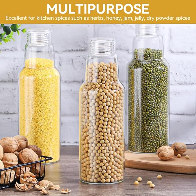 34 Oz Glass Juice Bottles with Lids, Glass Bottles, BPA Free, Borosilicate Glass for Juicing, Smoothies, Infused Water, Beverage Storage, Shaker Bottles (1 Pack)