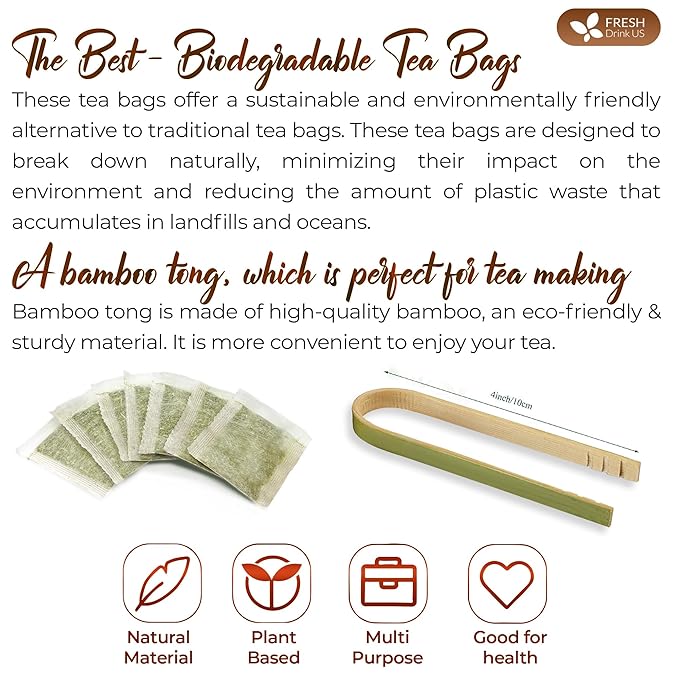 FreshDrinkUS, Premium 75 Marshmallow Root Tea Bags, 100% Natural & Pure from Marshmallow Root, Eco-Conscious Tea Bags, Herbal Tea. No Sugar, No Caffeine, No Gluten, Vegan.