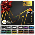 MONÉGASQUE Luster Dust Edible Glitter for Drinks 12 Pcs Set – Best Gift Idea for Bakers – Bakers Gift Set for Cake Decorations – Edible Glitter for Cakes & Cocktails – Cake Decorating Supplies