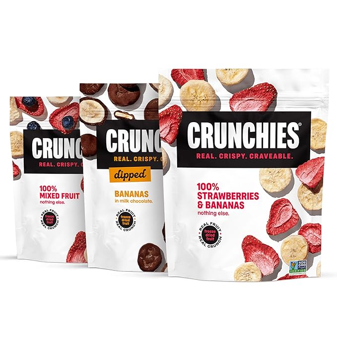 Crunchies Freeze-Dried Fruits, 100% All Natural Crispy Fruit, Non GMO and Kosher, Resealable Freeze Dried Fruit Snack Packs, Pack of 6 (Banana Lovers Variety Pack)