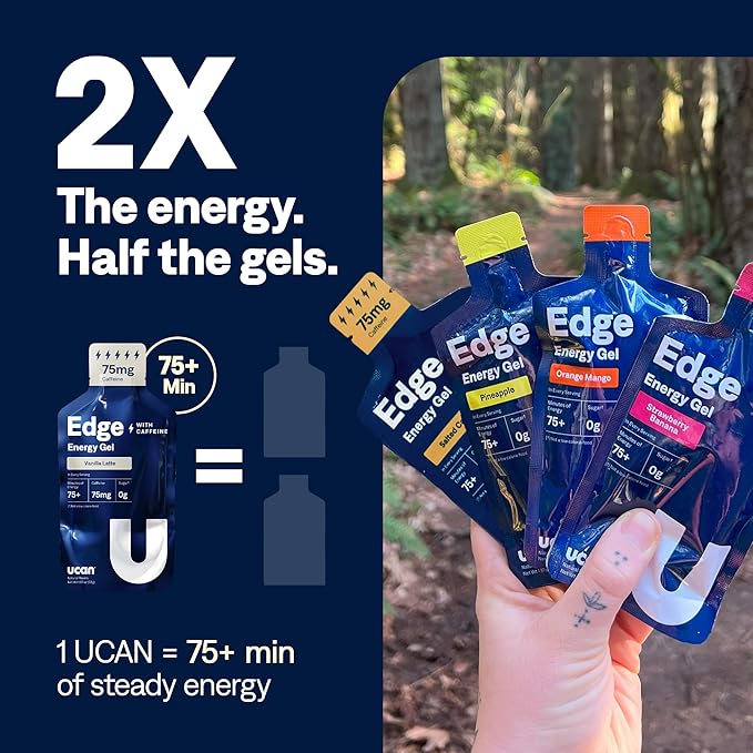 UCAN Edge Energy Gel Shots, Variety Pack (18, 2 Ounce Packets) for Running, Training, Workouts, Fitness, Cycling, Crossfit | Sugar-Free, Vegan, & Keto Friendly Energy