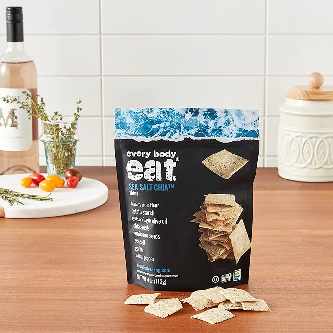 Every Body Eat Snack Thins, Allergen Friendly, Vegan, Gluten Free and Dairy Free (6 Count, Sea Salt Chia)