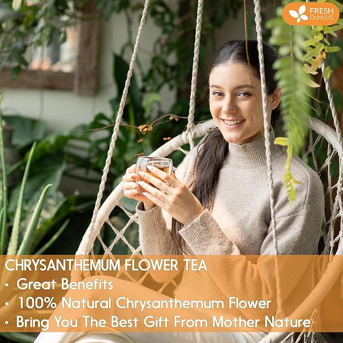 FreshDrinkUS, Premium 8oz Chrysanthemum Flowers, 100% Natural & Pure Chrysanthemum Flower Dried, Chrysanthemum Herbal Tea, No Additives, No Caffeine, Vegan