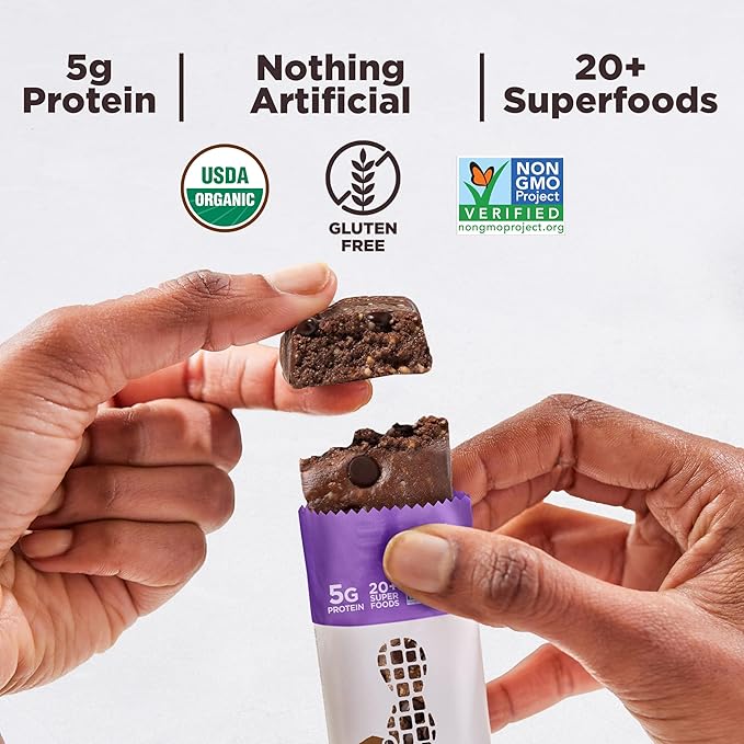 Perfect Bar Mini, Double Chocolate Protein Bar, Protein Snack, Snack Bar, Organic, Gluten Free, Soy Free, Non GMO, No Sugar Alcohols, .88 Ounce Bar, 24 Count