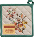 Maison d' Hermine Pot Holders 100% Cotton Heat Resistant Potholders 8" x 8" Hot Pads with Loop BBQ, Cooking, Baking, Grilling, Kitchen, Handling Hot Pans (Pack of 1, Recolte)