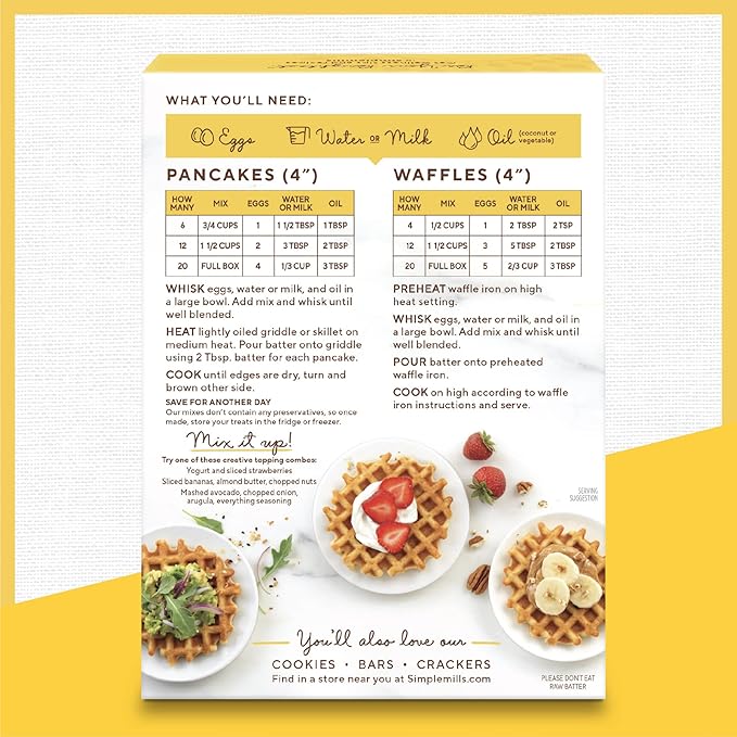 Simple Mills Almond Flour Pancake & Waffle Mix, Original - Gluten Free, Plant Based, Paleo Friendly, Breakfast 10.7 Ounce (Pack of 3)