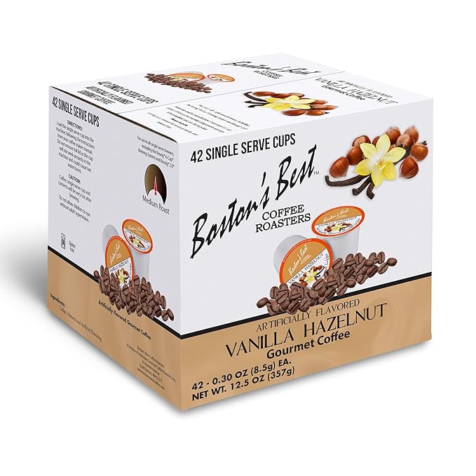 Boston’s Best - Vanilla Hazelnut Delicious Medium Roast Coffee, Flavored Gourmet Compatible with Keurig Coffee Maker, 1 Count (42 Single Serve Cups)