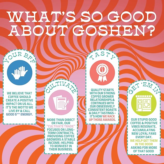 Goshen Coffee Roasters Whole Bean Bright Eyed Breakfast Blend | Light Roast, Brewed or Espresso | Award-Winning - Natural and Washed | Vibrant, Almond, Brown Sugar Flavors | 5 lb Bag