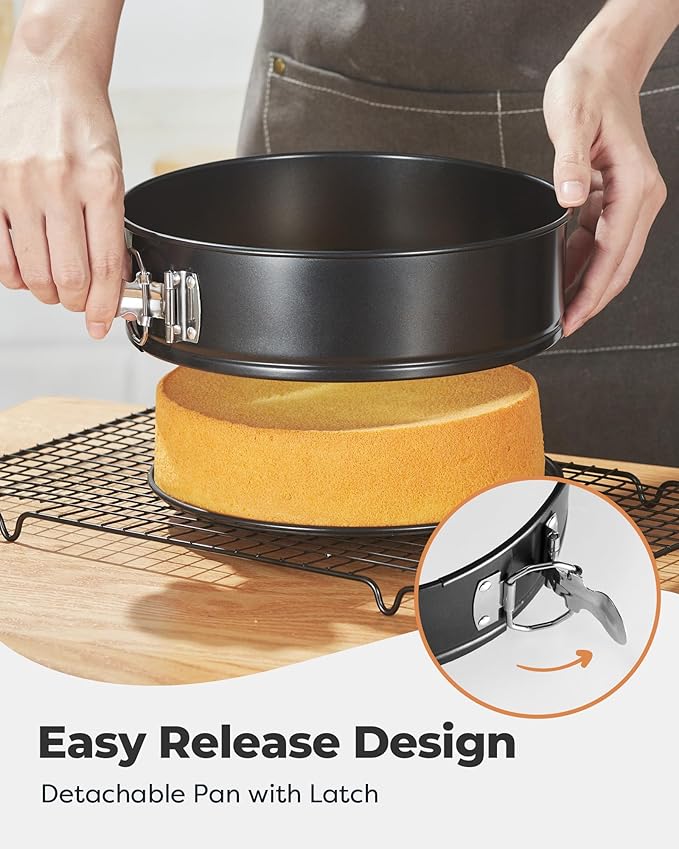 Kootek Cake Pan Set of 3, Nonstick Springform Pans with Removable Bottom, 4, 7, 9 Inch Round Cheesecake Baking Pans with 50 Pcs Parchment Paper Liners