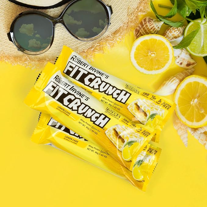 FITCRUNCH Snack Size Protein Bars, 6-Layer Baked Bar, 3g of Sugar & Soft Cake Core (9 Bars, Lemon Cake)