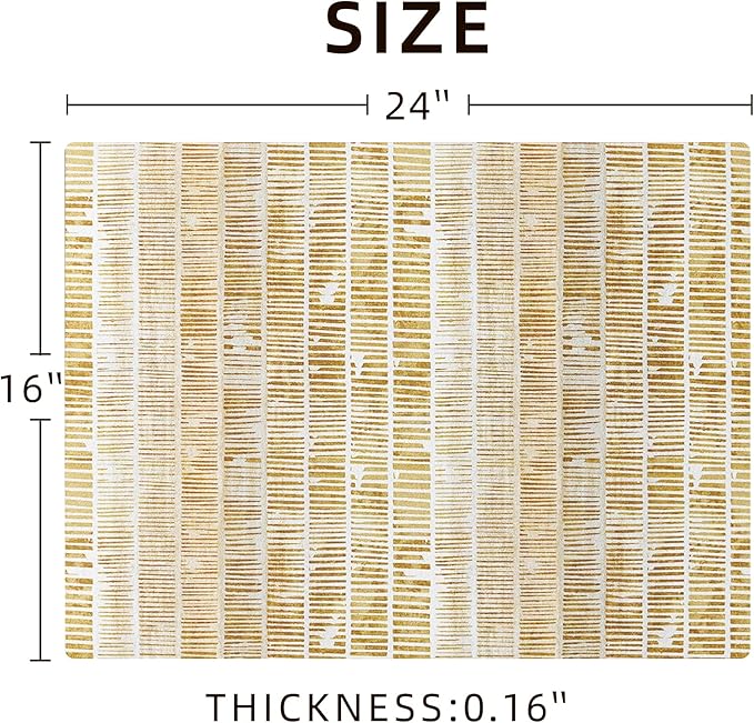 Dish Drying Mat Diatomaceous Earth Soft Coffee Mat Silicone Dish Drying Mat for Kitchen Counter or Sink for Kitchen Bathroom Coffee Bar (Linear Pattern, 16 x 24 Inches)