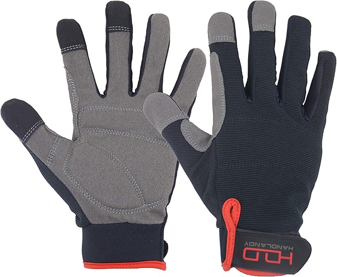 HANDLANDY Work Gloves for Men & Women, Utility Mechanic Working Gloves Touch Screen, Flexible Yard Work Gloves