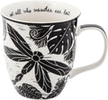 Karma Gifts 16 oz Black and White Boho Mug Dragonfly - Cute Coffee and Tea Mug - Ceramic Coffee Mugs for Women and Men