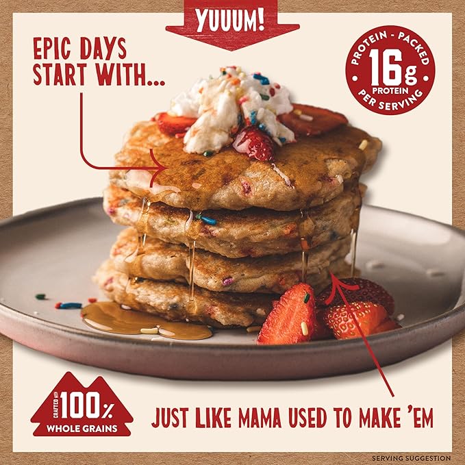 Kodiak Cakes Power Cakes - Protein Pancake Mix & Waffle Mix - 100% Whole Grain- Birthday Cake Flavor (Pack of 6)
