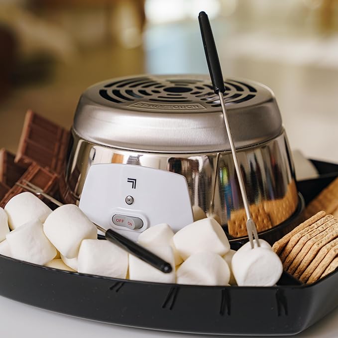 Sharper Image Electric S’mores Maker – 6 Marshmallow Roasting Sticks & Serving Tray Station| Indoor Smores Kit| Kids & Family Party Activity| Kitchen Gadget| Movie Night, Sleepover, Housewarming Gift