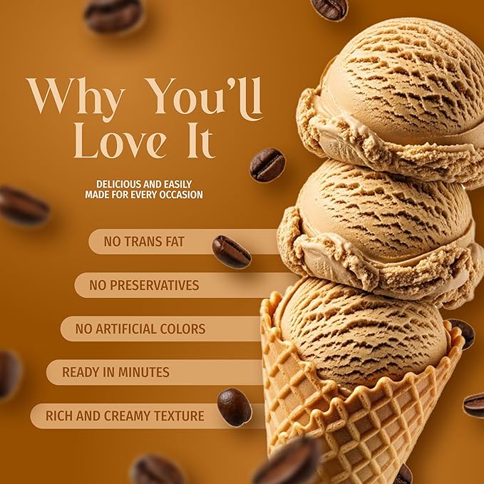 Triple Scoop - Premium Coffee (2) Ice Cream Mix For Ice Cream Maker. Simple, Easy, Delicious. From Gourmet Mix To Maker in 5 Minutes, Makes 2 Creamy Quarts, Made in USA. (2 Pack, Coffee)