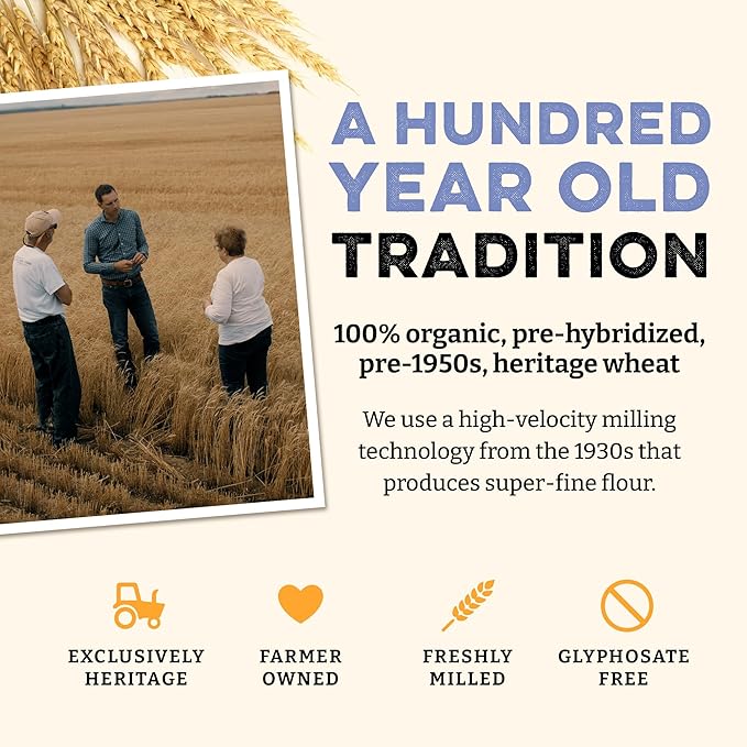 Sunrise Flour Mill USDA Organic Heritage Pasta Flour - 2 lbs | Milled from Hard Red Wheat | Easier to Digest with Less Bloating | No Bleaching or Bromating | Zero Additives