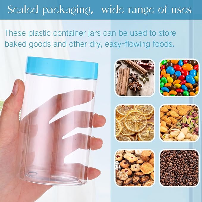 Patelai 4 Pieces Round Wide-mouth Leak Proof Plastic Container Jars with Lids for Travel Storage Makeup Beauty Products Face Creams Oils Salves Ointments DIY Making(12 Ounce,Blue)