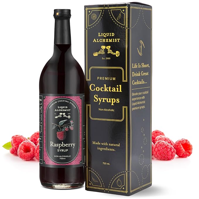Liquid Alchemist Raspberry Syrup for Drinks - Real Ingredients Make our Raspberry Puree for Drinks the Perfect Drink Mixer - Our Cocktail Syrup is Non-GMO & Vegan (25.4 oz)