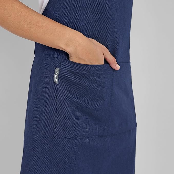 Chef Apron, Recycled Cotton Kitchen Apron with an Adjustable Neck with Long Ties, for cooking, baking