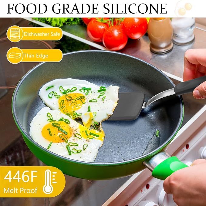 Silicone Cookie Spatula Turner 2 Pack Mini Brownie Spatula Flexible Kitchen Small Silicone Turner for Nonstick Cookware Heat Resistant No Scratch Flipper for Egg Pancake(Grey)