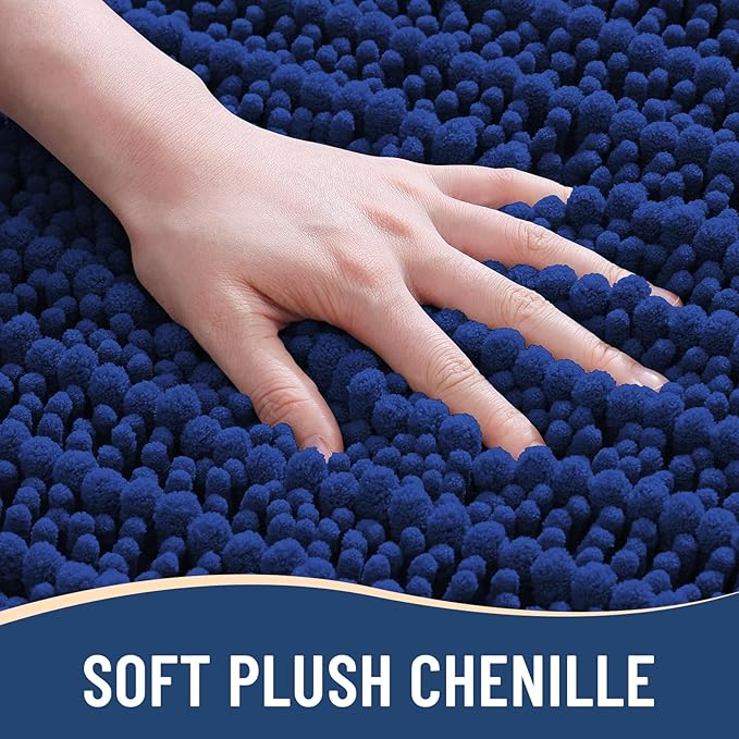 Arotive Luxury Chenille Bathroom Rug Mat, Extra Soft Thick Absorbent Shaggy Bath Rugs, Non-Slip Machine Wash Dry, Plush Bath Mats for Bathroom, Shower and Tub, 36x24, Royal Blue