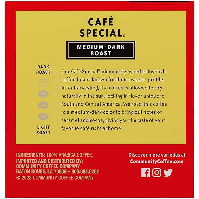 Community Coffee Cafe Special, Medium-Dark Roast, K-Cup for Keurig Brewers, 12 Count (Pack of 6)