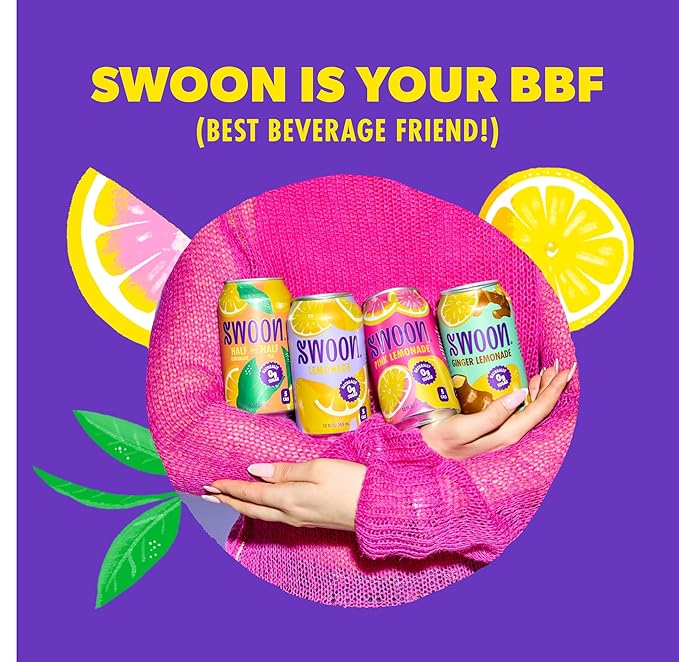 Swoon Sugar Free Classic & Pink Lemonade - Low Carb, Low-Calorie, Paleo-friendly & Gluten-free Keto drink - Made with 100% Natural Lemon Juice Concentrate - 12 Fl oz (Pack of 12)