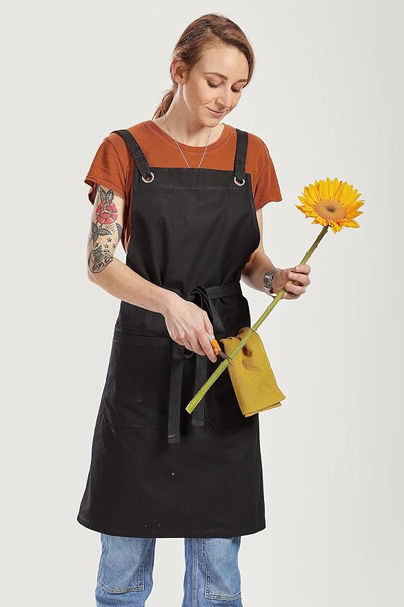 Caldo Crossback Kitchen Apron for Cooking (Black)