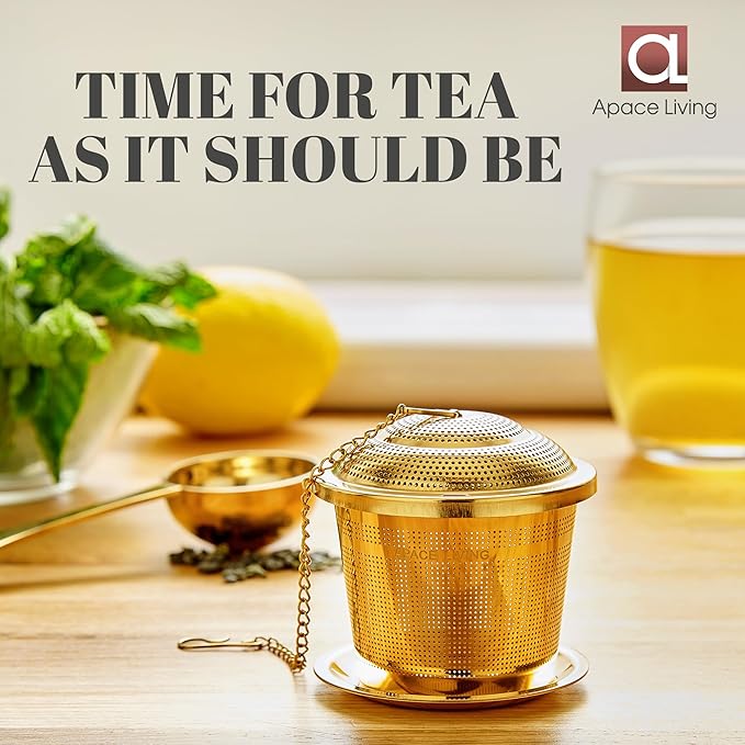 Tea Infuser (Set of 2) with Tea Scoop and Drip Dray - Ultra Fine Tea Strainer for Loose Leaf Tea - Stainless Steel Tea Steeper for a Superior Brewing Experience