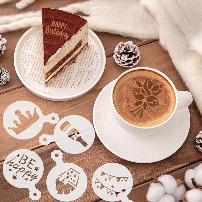 JULBEAR Birthday Cookie Stencils, 36 Pieces Reusable Coffee Decoration Stencils Templates Tools for Cookies Baking Painting Dessert Decoration DIY Birthday Party Decor